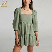 Fabricants de mode de luxe vêtements personnalisés été de haute qualité coton élégant encolure droite femmes décontracté robes courtes