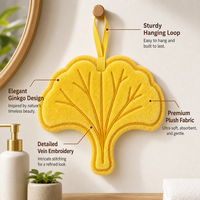 Jolie serviette de toilette douce en peluche motif feuille d'érable jaune pour cuisine et salle de bain, vente en gros, personnalisable