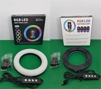 Lampu RGB dapat diatur berputar 360 derajat, dengan satu dudukan ponsel 10 inci 26 Cm, lampu cincin Led lembut