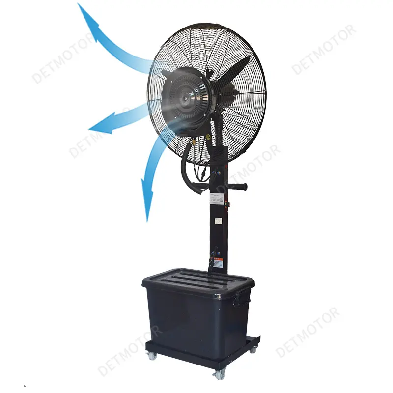 Hot sale 42Liter bldc motor pedestal misting cool stand fan with water spray