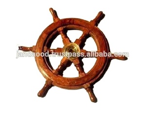 Rueda de barco de madera con centro de latón para decoración del hogar, decoración de pared náutica, rueda de barco de madera, decoración del hogar - Product Image 3