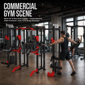 REYK Estación de Gimnasio <span class=keywords><strong>Multifuncional</strong></span> con Rack de Potencia de Ocho Postes, Máquina Smith, Brazos, Pecho, Piernas, Equipo de <span class=keywords><strong>Entrenamiento</strong></span> de Fuerza, Estación de Gimnasio Universal - Product Image 3