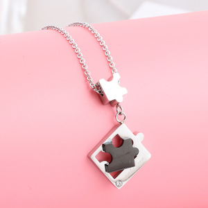 Collar de Pareja de Acero Inoxidable con Grabado de Diamantes de Imitación, Solo Amor, para Regalo - Product Image 2