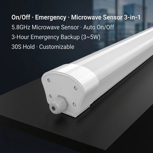 Lumière LED étanche IP67, résistante aux intempéries, avec capteur de mouvement à micro-ondes, 140lm/W, 50000H, SMD2835, pour entrepôt, supermarché, éclairage industriel - Product Image 1