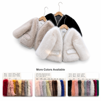 Manteau en fausse fourrure de renard pour filles, veste chaude en peluche pour enfants avec garniture de perles, vente en gros