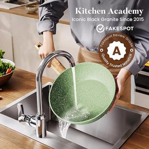 Nuovo Set di <span class=keywords><strong>Pentole</strong></span> e Padelle Geling in Granito, Utensili da Cucina alla Moda, Fornitore di Fabbrica, Verde, per Induzione, Antiaderente e Salutare - Product Image 4