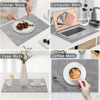 Ensemble de table à manger en similicuir gris clair 6 napperons antidérapants résistant à la chaleur imperméable 11.8 "X 17" tapis de table en PU faciles à nettoyer