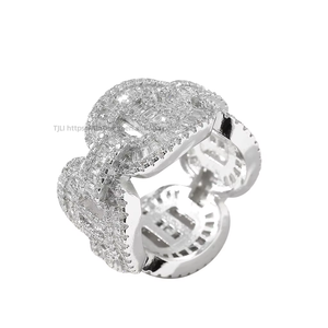 Bague Hip-hop T carrée, motif cercle mixte avec zircon, tendance, personnalisée, pour homme - Product Image 4