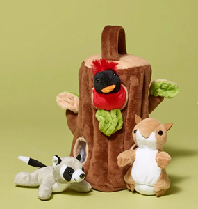 Juguetes de Peluche Personalizados, Lindos <span class=keywords><strong>Animales</strong></span> del <span class=keywords><strong>Bosque</strong></span>, Set de Peluches Suaves de Casa del Árbol <span class=keywords><strong>con</strong></span> Mapache, Ardilla y Pájaro, de Tela de Algodón - Product Image 1