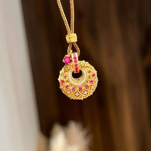 Red Corundum Diamond Pendant Necklace Geometric Design Pave Setting Women's Party Jewelry Sweater Chain <b>Light</b> Luxury Fashion - Product Image 3