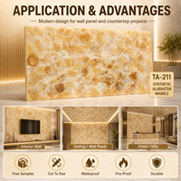 Transtones TA-211 Panneau mural en marbre artificiel rétroéclairé, résistant à l'eau et au feu, en onyx synthétique moderne, découpe sur mesure