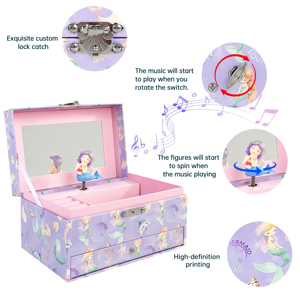 <span class=keywords><strong>Boîte</strong></span> <span class=keywords><strong>à</strong></span> musique Yiyu avec logo personnalisé, design unique, multifonctionnelle, avec miroir et compartiments <span class=keywords><strong>à</strong></span> <span class=keywords><strong>bijoux</strong></span>, prix d'usine en gros - Product Image 2