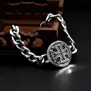 Pulsera cruzada de acero inoxidable yunnique, cadena de plata tibetana, joyería para hombre, estilo Hip Hop Punk, regalo, accesorio de moda - Product Image 2