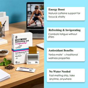 Tiras Orales de Yerba <span class=keywords><strong>Mate</strong></span> de Alta Calidad para Aumentar la Energía, OEM ODM, Venta al por Mayor, Marca Privada, Tiras para Quemar Grasa de Absorción Rápida, Suministro a Granel - Product Image 3