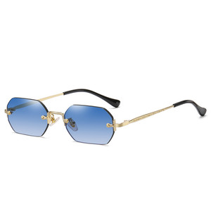 Lunettes de soleil de luxe unisexe sans monture, polarisées bleu dégradé, protection UV400, légères, design durable - Tendance Mode 2026 - Product Image 2