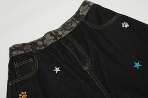 <span class=keywords><strong>Jeans</strong></span> Baggy da Uomo <span class=keywords><strong>a</strong></span> Vita Media in Denim Lavato con Ricamo <span class=keywords><strong>a</strong></span> Stampa di <span class=keywords><strong>Zampa</strong></span> di Stella, Pantaloni Casual Streetwear Vestibilità Larga alla Moda - Product Image 4