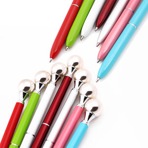 Stylos à bille en métal avec perle décorative, gravure de logo, meilleur prix de gros - Product Image 3
