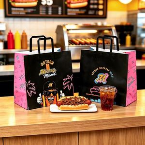 Bolsas de Papel para Hot Dogs con Asas Planas, Impresas Personalizadas, Ecológicas, Biodegradables y Reciclables para Entrega de Comida Rápida - Product Image 5