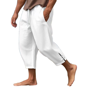 Nuevos Pantalones de Poliéster para Hombre, de Cintura Elástica, Corte Recto, Color Sólido, Talla Grande, Transpirables, Casuales de Playa, para Otoño - Product Image 1