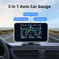 Tableau combiné universel 3 en 1 pour voiture 12V/24V LCD numérique pour camion, voiture, pression d'huile, tension, température de l'eau avec capteurs 1/8 NPT