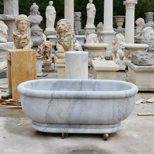 <span class=keywords><strong>Baignoire</strong></span> en marbre chinois moderne, gris naturel, ovale, à rebord roulé, autoportante, pour l'extérieur, idéale pour les hôtels - Vente chaude - Product Image 3