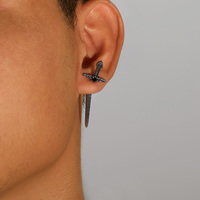 Boucles d'oreilles clous en acier inoxydable motif épée nouée style rétro hip-hop pour femme, accessoires de mode polyvalents, vente en gros