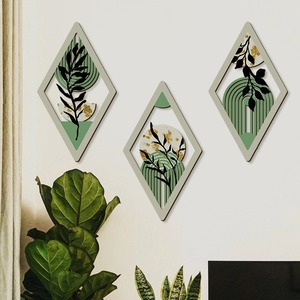 Décoration murale en bois, motif végétal, forme géométrique, décoration d'intérieur, matériau en buis - Product Image 3