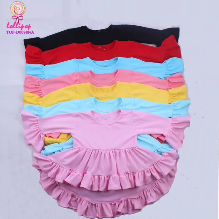 เด็กสูงต่ำสุดชุดน่ารักแขนยาว Ruffle ชุดเด็ก Frock Design multicolor ฟักทองพิมพ์ชุดสาว