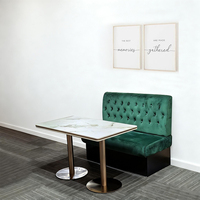 Table en pierre frittée commerciale, ensemble de canapés pour hôtel, café, restaurant, banquette en flanelle verte