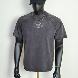 Doger Custom Heavyweight 100% algodón Sun Faded Drop Shoulder camiseta de gran tamaño Streetwear 300 Gsm Vintage hombres ácido lavado camiseta - Product Image 2