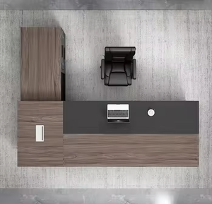 Bureau de direction moderne en bois de luxe, design contemporain, table de bureau convertible, table noire - Product Image 3
