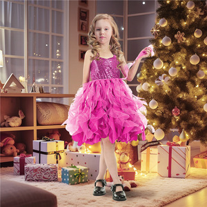 Sparkling <b>Sequin</b> Princess Dress for Girls Double Layer Spiral Style Children Festival Party Halloween Costume - Product Image 3