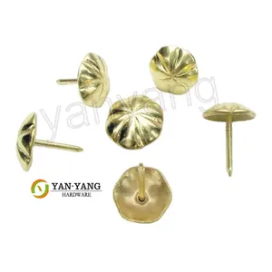 Yanyang produce popular 16mm golden flower design decorative chair nails head iron upholstery sofa thumbtacks nails