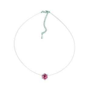 Collar de Hilo de Pesca con Cristales Rosados y Engaste de Garra Redonda, Cadena de Clavícula para Uso Diario para Mujer - Product Image 3