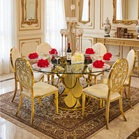 Table à manger carrée de luxe en acier inoxydable avec plateau en verre, personnalisable, pour restaurant - Fabricant direct de Foshan