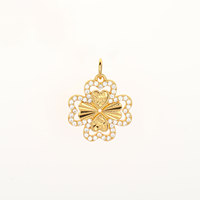 Pendentif Breloque en Cuivre Écologique, Trèfle Porte-Bonheur et Cœur, Artisanat Fin Européen et Américain, Usinage CNC, pour Collier