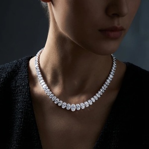 สร้อยคอเพชรทรงรีสุดหรู ระดับ EF พร้อมใบรับรอง GIA เหมาะสำหรับงานแต่งงานของผู้หญิง - Product Image 4