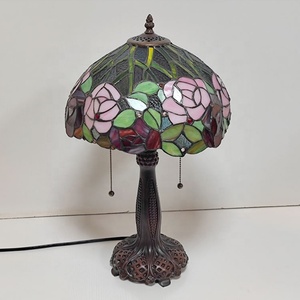 LongHuiJing Classic 12-Inch European Floral Tiffany Stained Glass <b>Table</b> <b>Lamp</b> Zinc Alloy <b>Base</b> Flexible Simple Elegant Vintage - Product Image 5