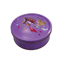 Boîte en fer blanc ronde vide, personnalisable avec logo/design graphique OEM, pour dattes, biscuits, gâteaux, vente en gros, contenant cadeau
