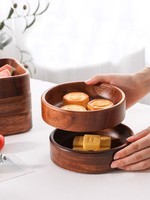 Plateau à fruits en bois de noyer pour table basse de salon, usage domestique, plateau à collations de luxe haut de gamme, plateau multi-niveaux en bois massif commercial