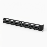 Panel Patch Terintegrasi Tanpa Pelindung Cat.6 24 Port 1U 19 Inch Rakmount Horizontal Bingkai Jaringan Gigabit