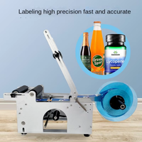 Machine d'étiquetage semi-automatique pour bouteilles rondes, étiqueteuse autocollante pour bouteilles en verre, bouteilles en plastique, bocaux, canettes