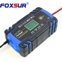FOXSUR Chargeur de batterie automatique 12v 24v 8a Chargeur de batterie plomb-acide à affichage numérique pour réparation d'impulsions