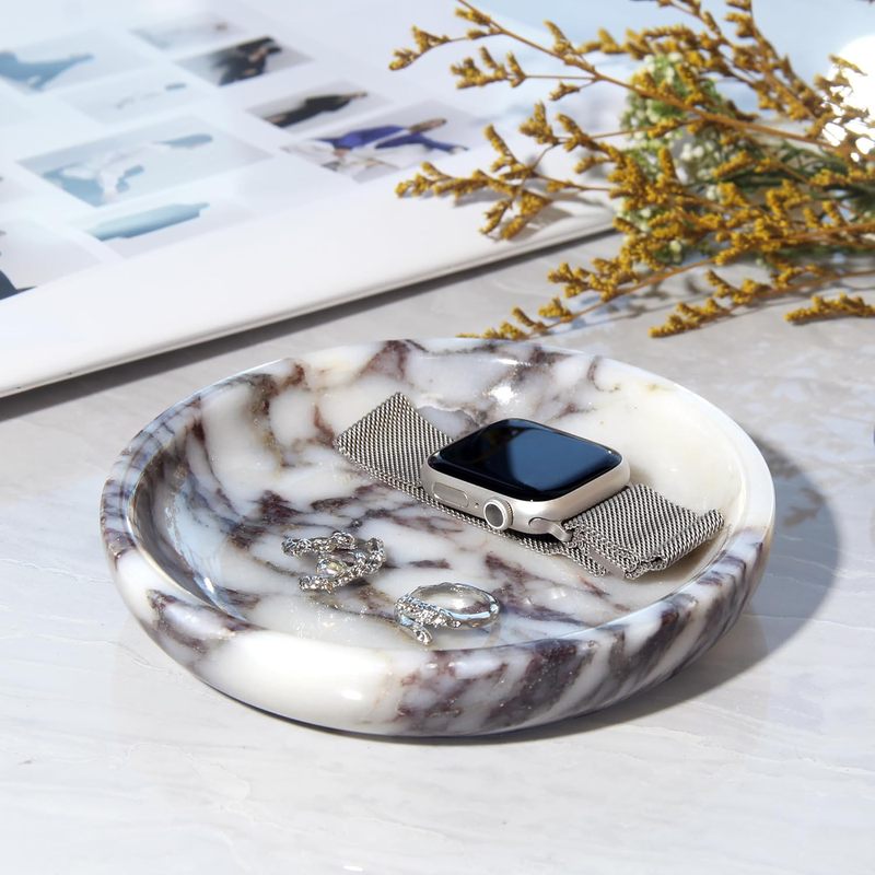 Natural Round Calacatta Viola Marble Jewelry