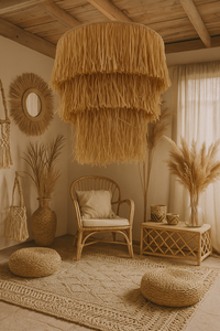 Luminaire <span class=keywords><strong>suspendu</strong></span> en <span class=keywords><strong>macramé</strong></span> polyester style bohème, ambiance naturelle, pour salon Art Déco, mariage Diwali - Product Image 4