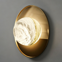 Lampe de chevet en fer de luxe, lampe murale décorative moderne minimaliste pour chambre à coucher, lampe murale sphérique en marbre naturel, LED 3000K