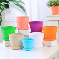 Pots de fleurs en plastique, jardinières pour balcons, pots à plantes succulentes avec plateau, pour jardin, intérieur, bonsaï, multicolores