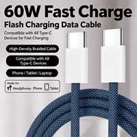 Pengisi Daya Cepat 60W Tipe C ke Tipe C Kabel 1M 2M 3M Kabel Data Pengisian Cepat PD untuk iphone 15 16 17 Pro Max xiaomi Samsung Huawei