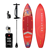 Pagaie gonflable debout avec logo personnalisé pour la pêche et le surf avec accessoire de réparation de pompe à sac-Matériau PC PVC EVA