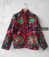 Veste en velours de coton de luxe pour femmes, tricotée à la main, broderie florale bohème, écologique, respirante, coupe-vent, automne